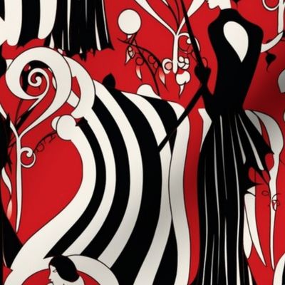 christmas candy cane goddess inspired by aubrey beardsley