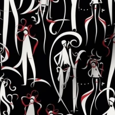 candy cane people inspired by aubrey beardsley