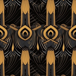 gold peacock feathers art deco