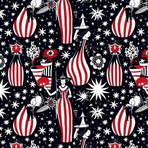 celebration in red white and blue with aubrey beardsley