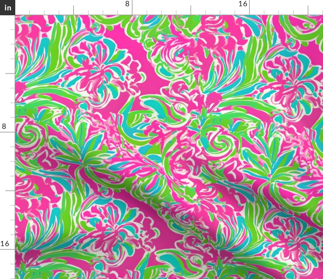 Preppy pink and green paisley