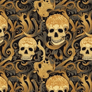 gothic gold art nouveau skulls