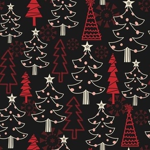 Christmas Tree - Black, Red, Pink