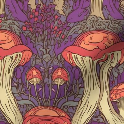 art nouveau psychedelic mushrooms