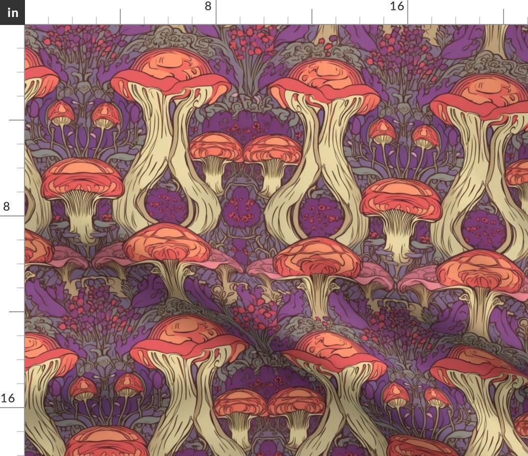 art nouveau psychedelic mushrooms
