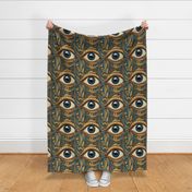 gothic art nouveau human eye in teal and gold