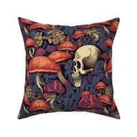 psychedelic gothic mushroom skulls in purple and red 