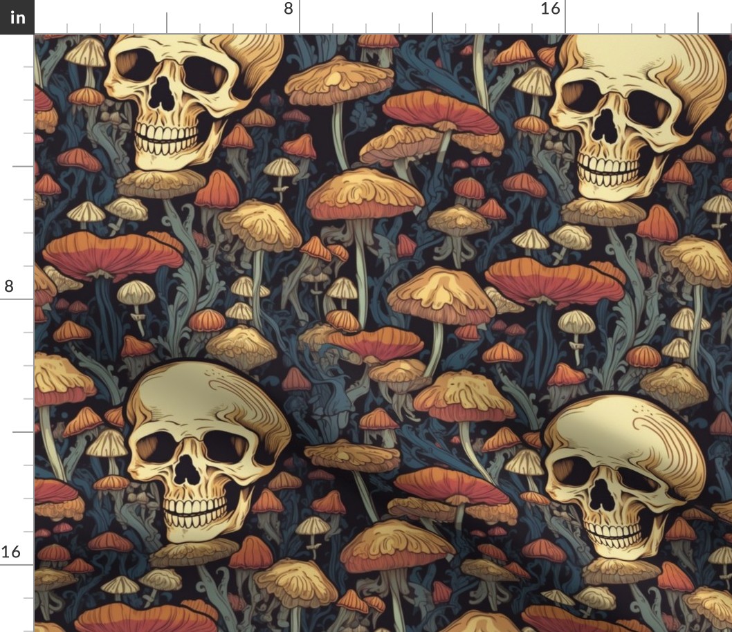 psychedelic mushroom skull botanical