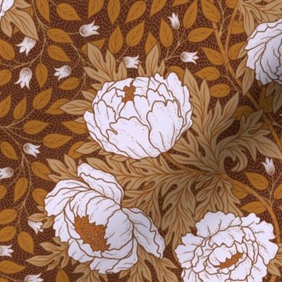 Art Nouveau Peony monochromatic orange M scale 