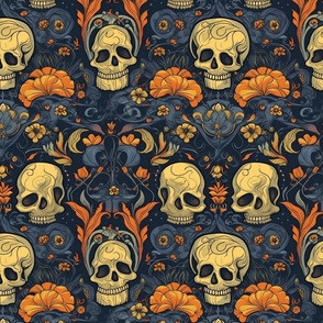 marigold dia de los muertos skulls