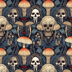gothic psychedelic mushroom skulls