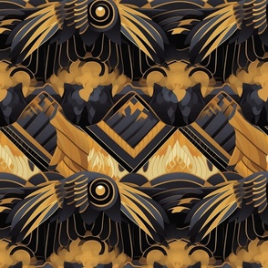 art nouveau gold and wing feather wings