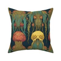 art nouveau gothic skull jellyfish