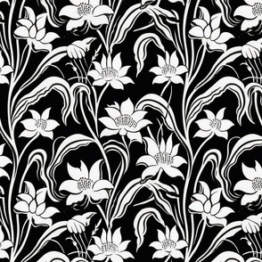 black and white botanical inspired by aubrey beardsley