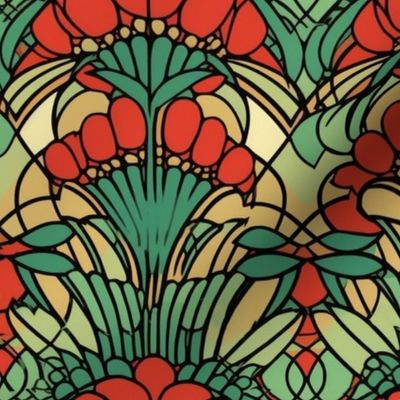 art nouveau abstract strawberry pattern