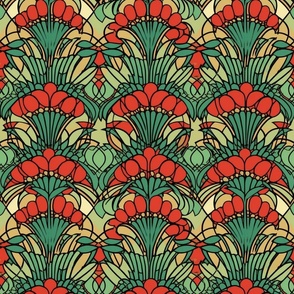 art nouveau abstract strawberry pattern