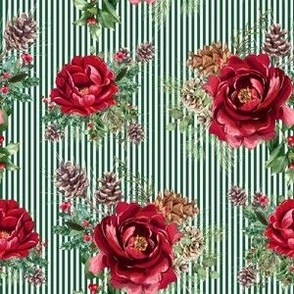 Red Winter Bouquet Green Stripes