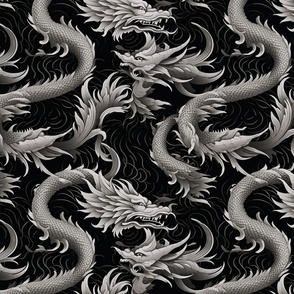 silver and black dragon