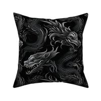 black and silver dragon japanese inspired