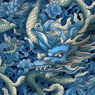 blue and silver dragon