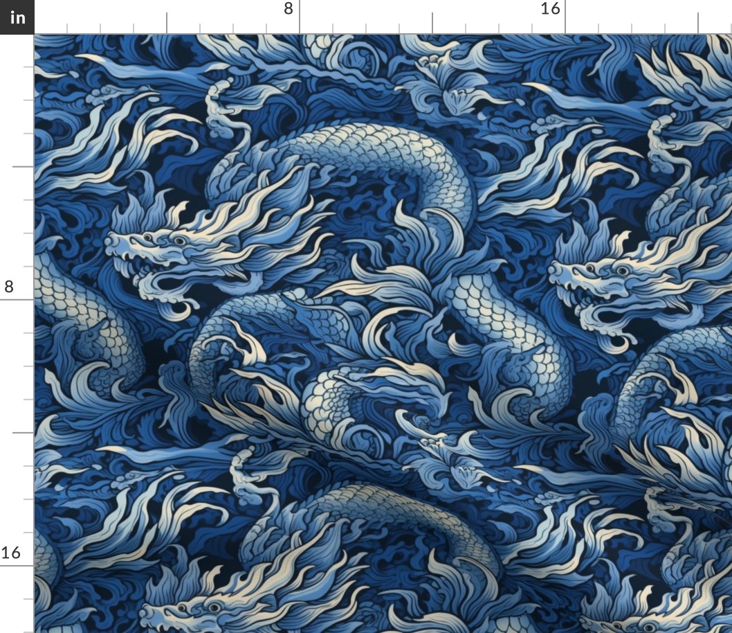 silver and blue dragon