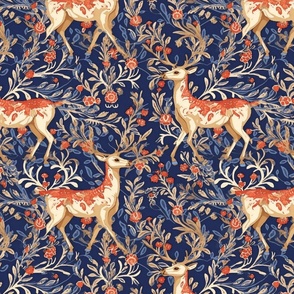 reindeer in blue and red inspired by botticelli
