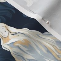 blue gray and white ghosts inspired by botticelli