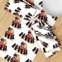 8 black cats kittens bows ribbons Santa Claus Merry Christmas sack toys gifts presents red mistletoe children singing dancing circle retro kitsch cute star adorable   