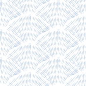 scallop boho fan small - fog blue color - blue coastal wallpaper