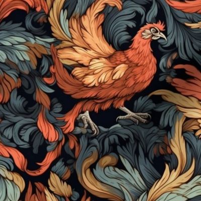 fire chicken aka phoenix inspired by botticelli