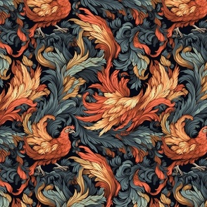 fire chicken aka phoenix inspired by botticelli
