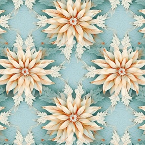 botticelli inspired snowflake flowers in blue and white