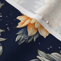 botticelli inspired snowflake flowers in white and dark blue
