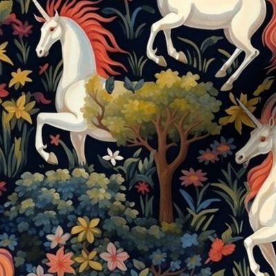 woodland unicorns inspired by botticelli