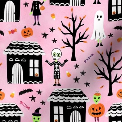 Halloween Aliens - Trick o Treat Pattern - Cute Pattern - Halloween Theme Pattern - Novelty Pattern - Pink Halloween