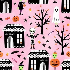 Halloween Aliens - Trick o Treat Pattern - Cute Pattern - Halloween Theme Pattern - Novelty Pattern - Pink Halloween