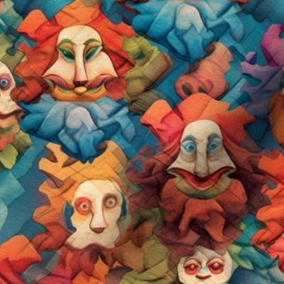 surreal circus clowns inspired by da vinci