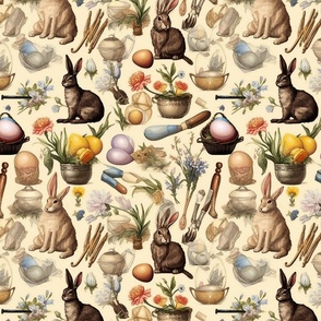 easter rabbit and eggs inspired by da vinci
