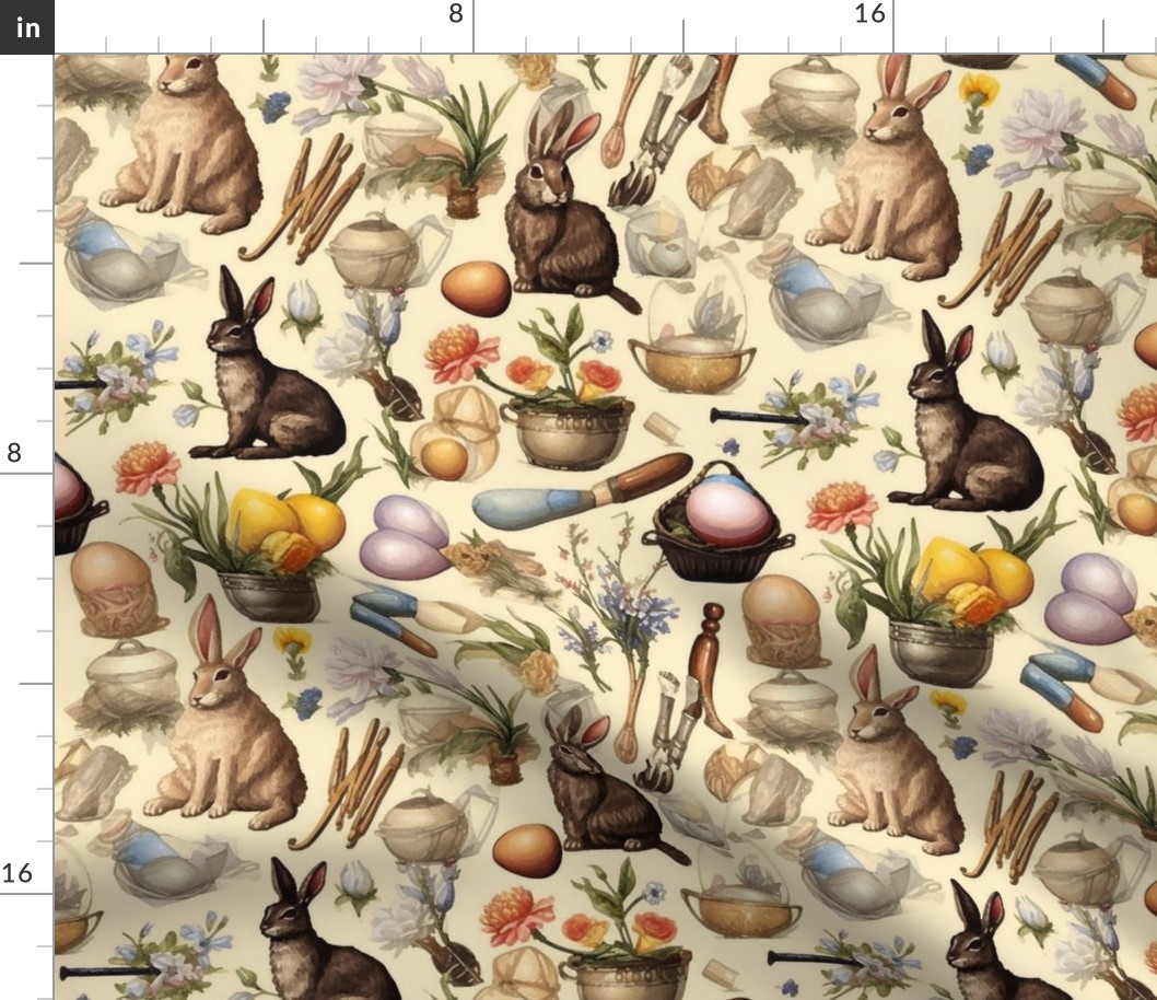 easter rabbit and eggs inspired by da vinci