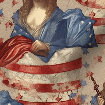 stars and stripes in red white and blue portrait inspired by da vinci