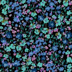 Luaral Ditsy Floral Black bluegreen MEDIUM
