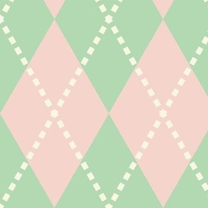 large pastel pink and green argyle