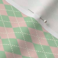 tiny pastel pink and green argyle