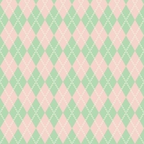 tiny pastel pink and green argyle