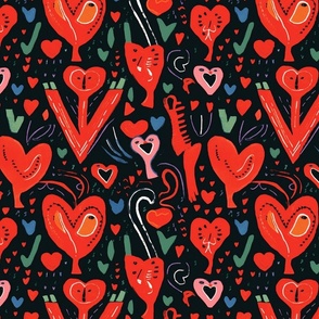 true love grunge valentine in red and black
