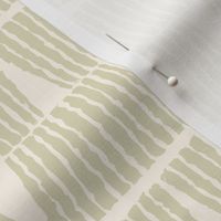 Hand drawn textured lines stripes block print vintage pastel green on cream - LARGE SCALE