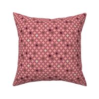 stars hand drawn textured grid in red pink brown - SMALL SCALE