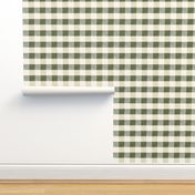 Forest green cream cottage core plaid gingham checkers - LARGE SCALE