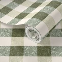 Forest green cream cottage core plaid gingham checkers - LARGE SCALE