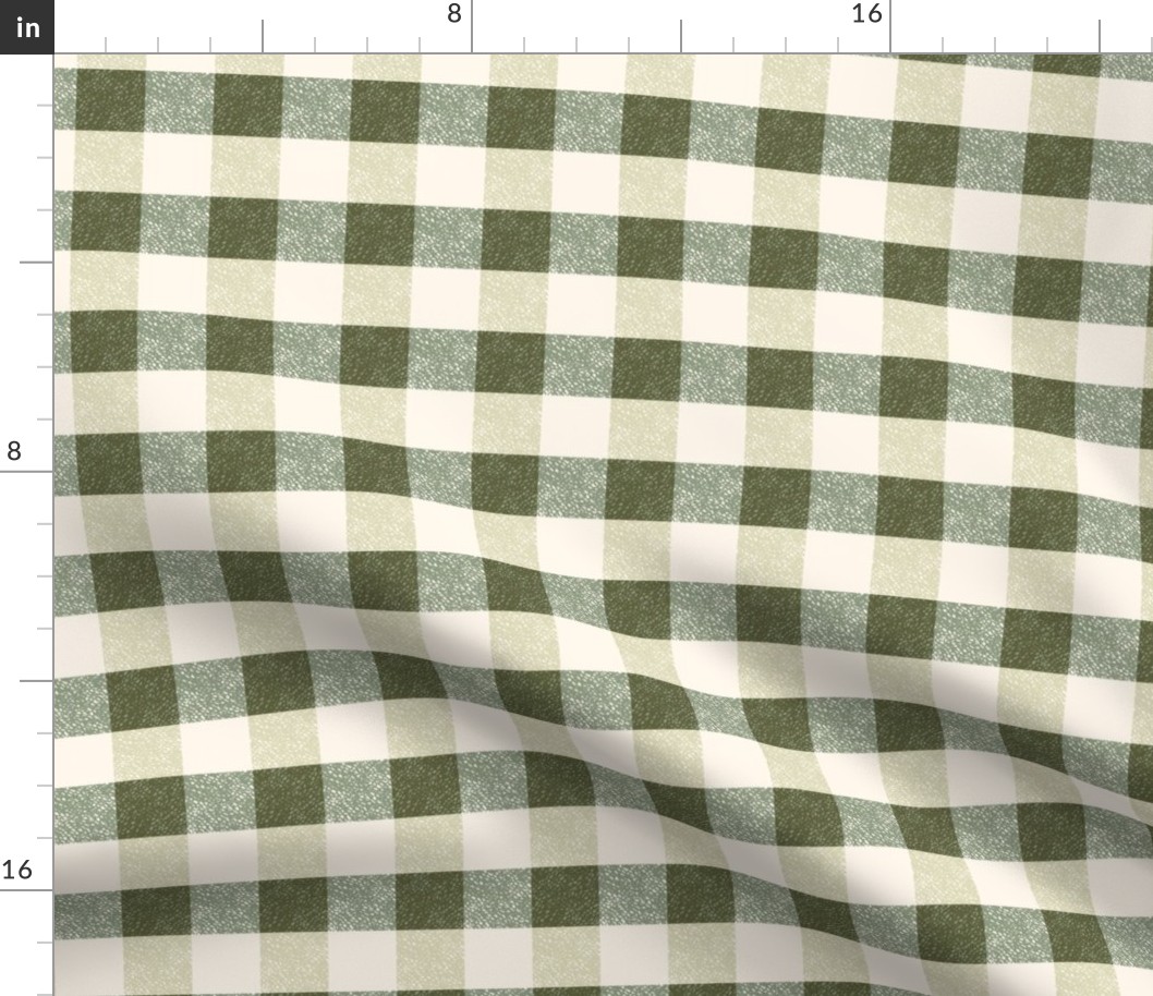 Forest green cream cottage core plaid gingham checkers - MEDIUM SCALE